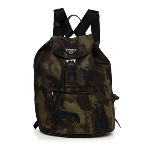 PRADA Tessuto Nylon Camouflage Print Cinch Backpack 